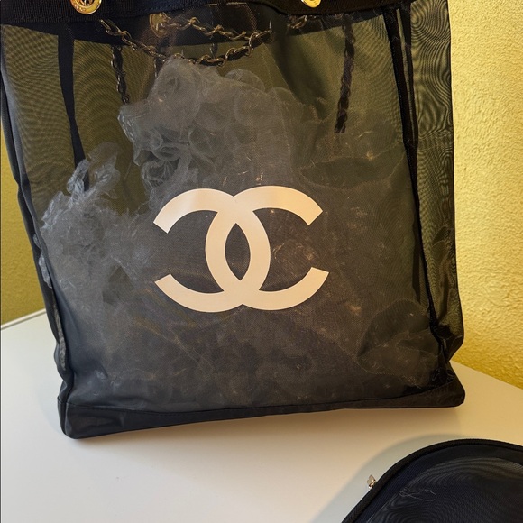 CHANEL Black Mesh Paris Tote - Picture 5 of 11